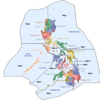 Map of the Philippines showing the locations of the 17 administrati.